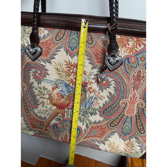 Brighton Pheasant Tapestry and Leather Weekender Tote - RARE Collectors Purse - Picture 10 of 13